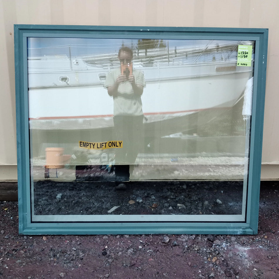Aluminium Window Green 1350 W x 1150 H [#4064aSF] Joinery Recycle