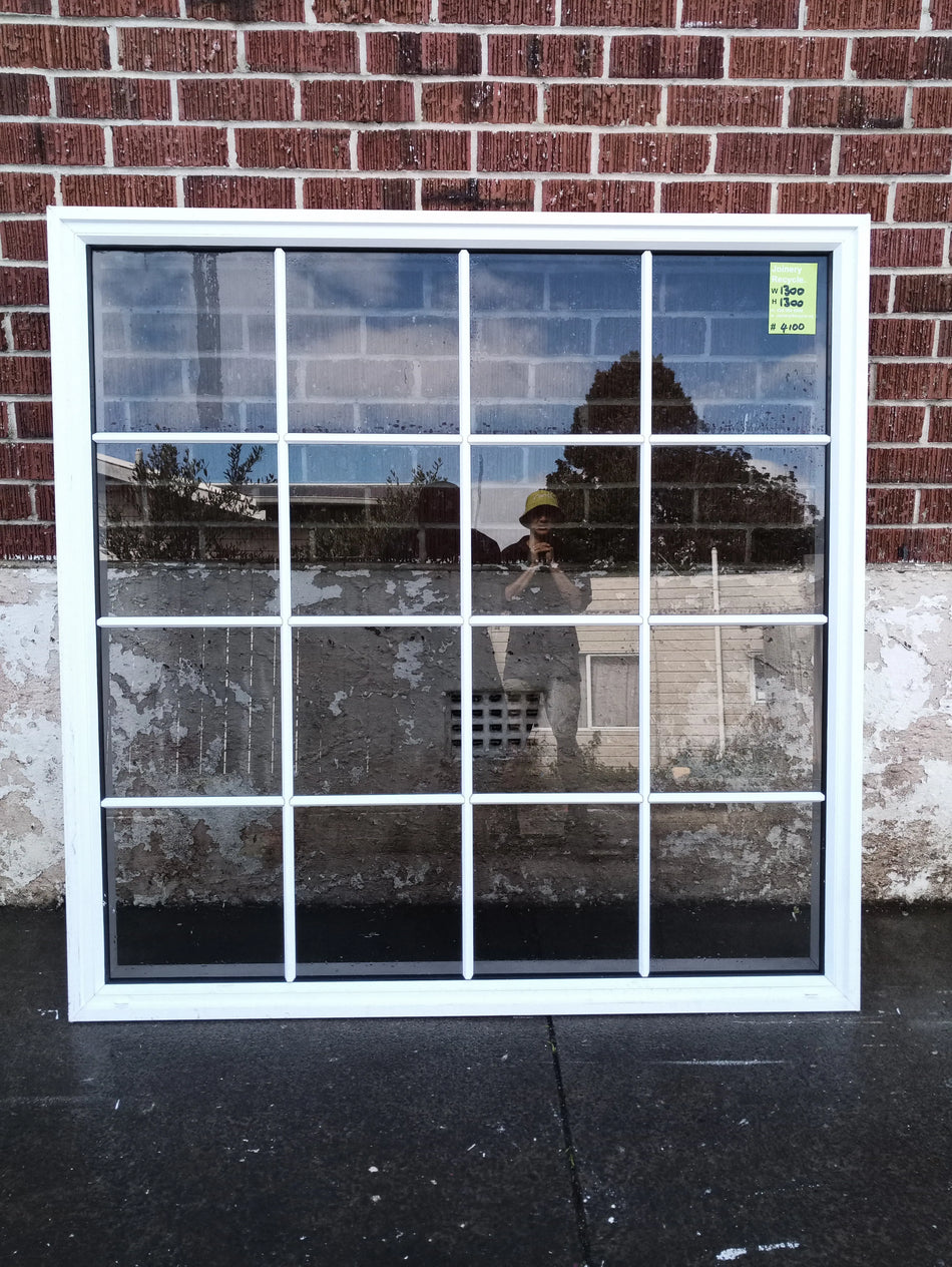 Colonial Style Aluminium Window White 1300 W x 1300 H [#4100 MA] Joinery Recycle