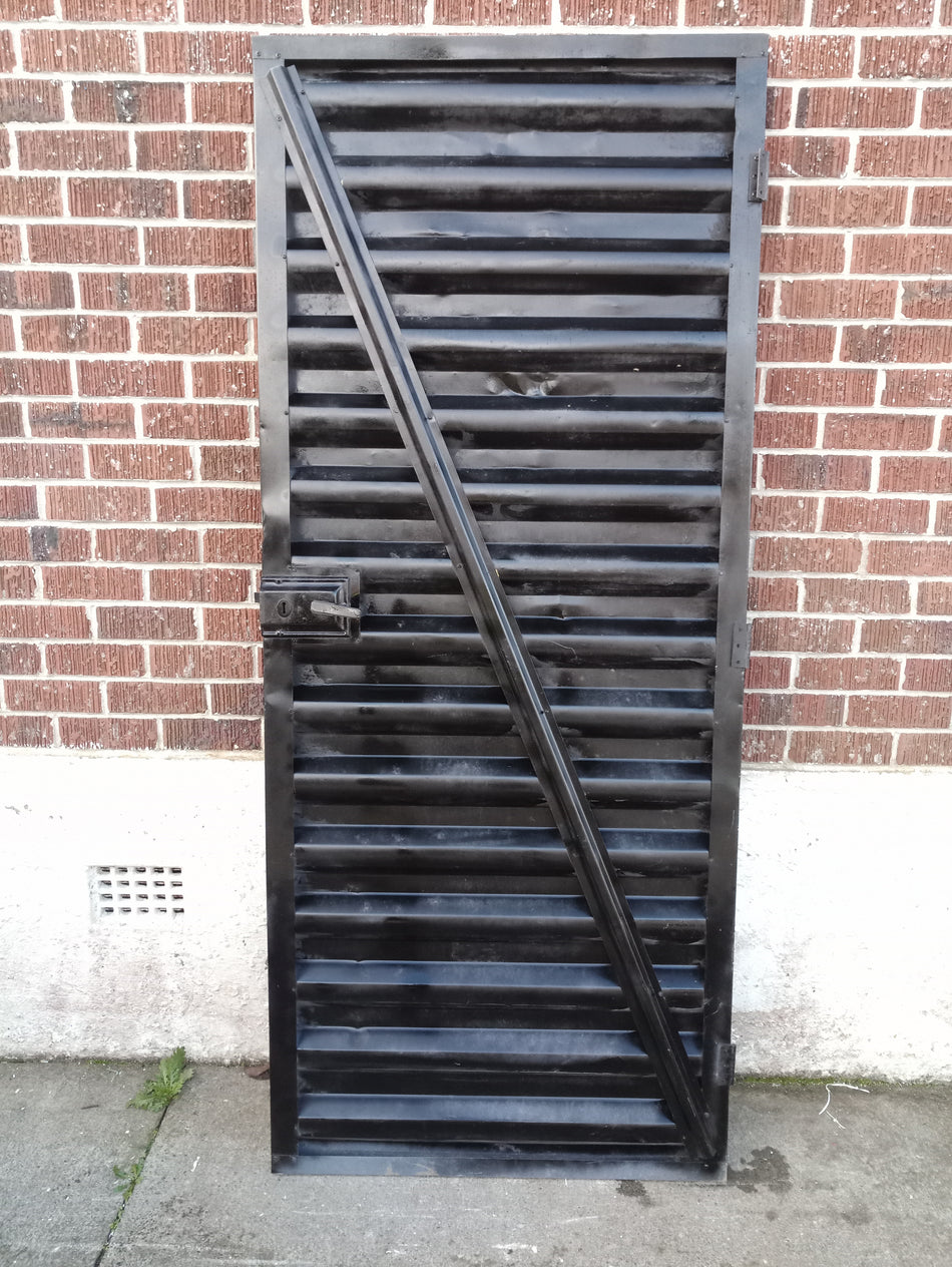 Solid Aluminium Single Door Black  850 W x 2000 H [#4331 vMA MA] Joinery Recycle