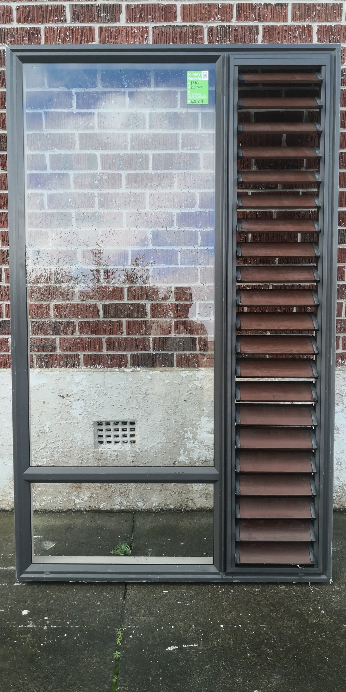 Aluminium Window with Shutters Brown 1200 W  x 2000 H  [#4579 MA] Joinery Recycle