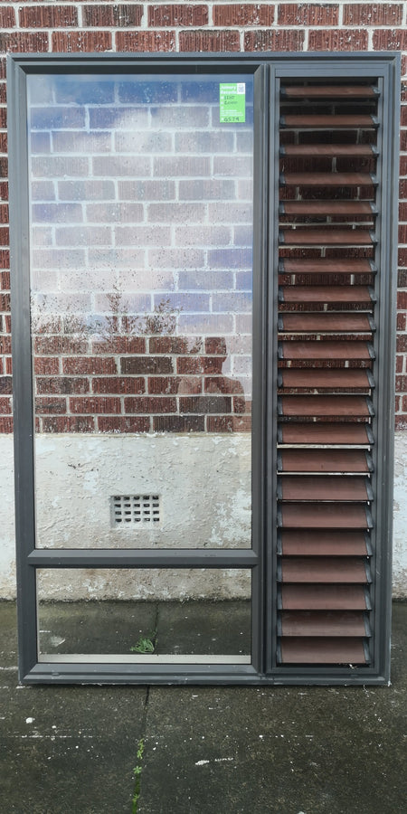 Aluminium Window with Shutters Brown 1200 W  x 2000 H  [#4579 MA] Joinery Recycle