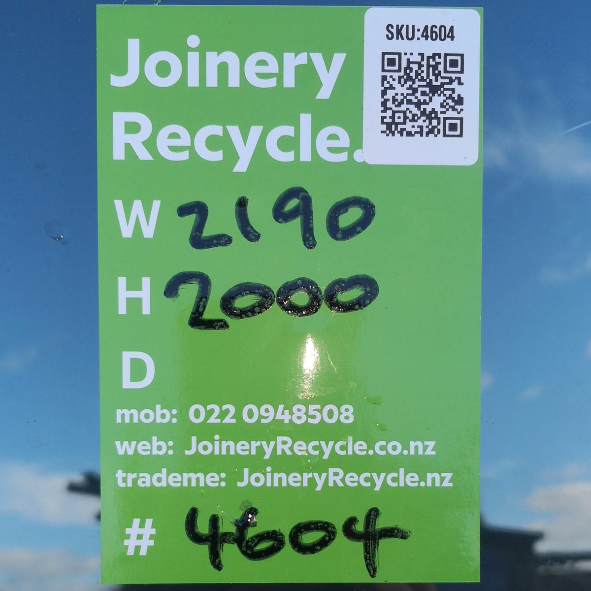 RANCH SLIDER Green 2190 W x  2000 H [#4604 SF] Joinery Recycle