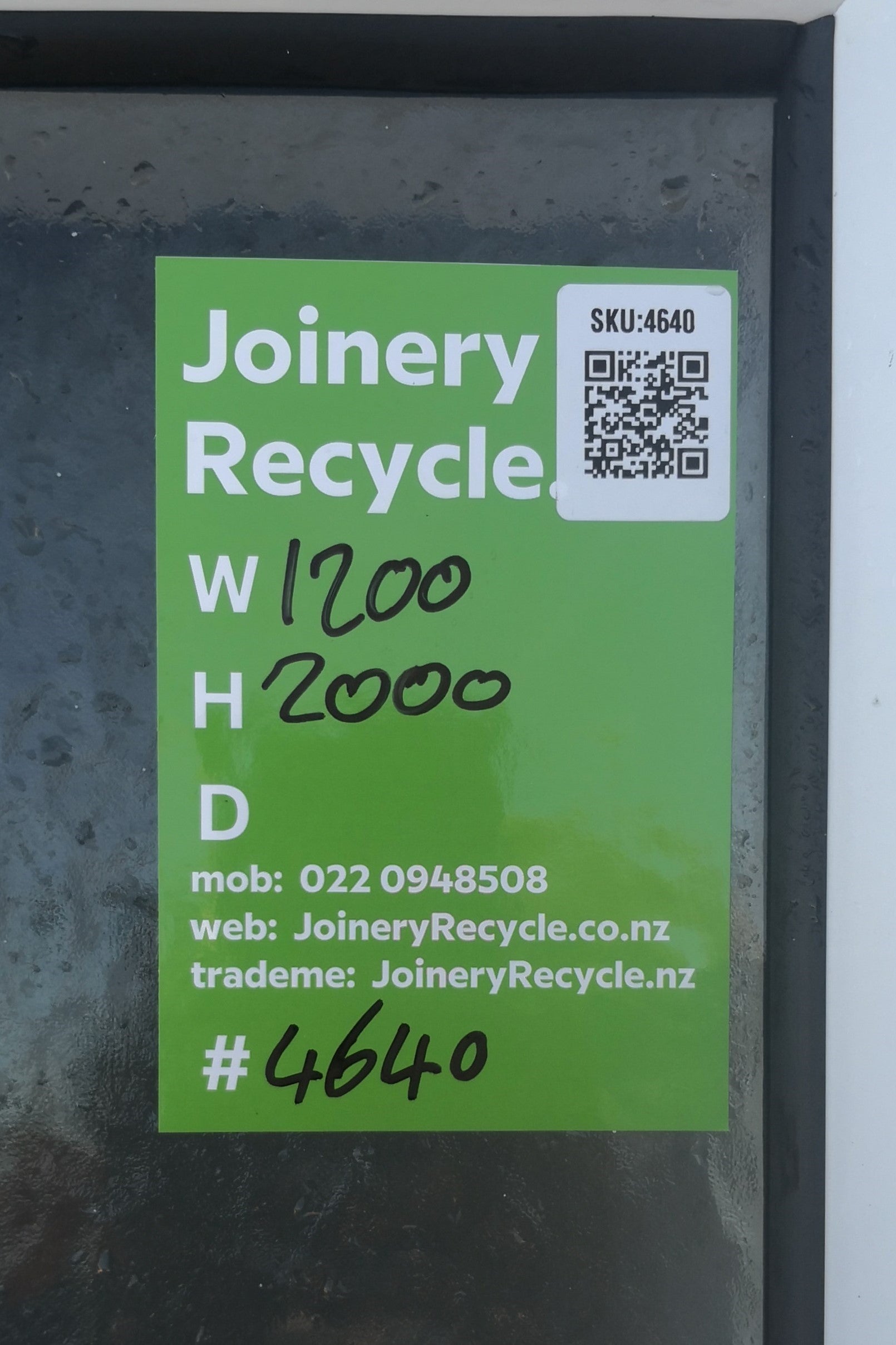 Aluminium Single Door with Side Light White   1200 W  x 2000  H  [#4640 SF] Joinery Recycle