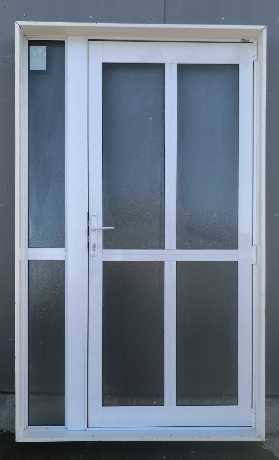 Aluminium Single Door with Side Light White   1200 W  x 2000  H  [#4640 SF] Joinery Recycle