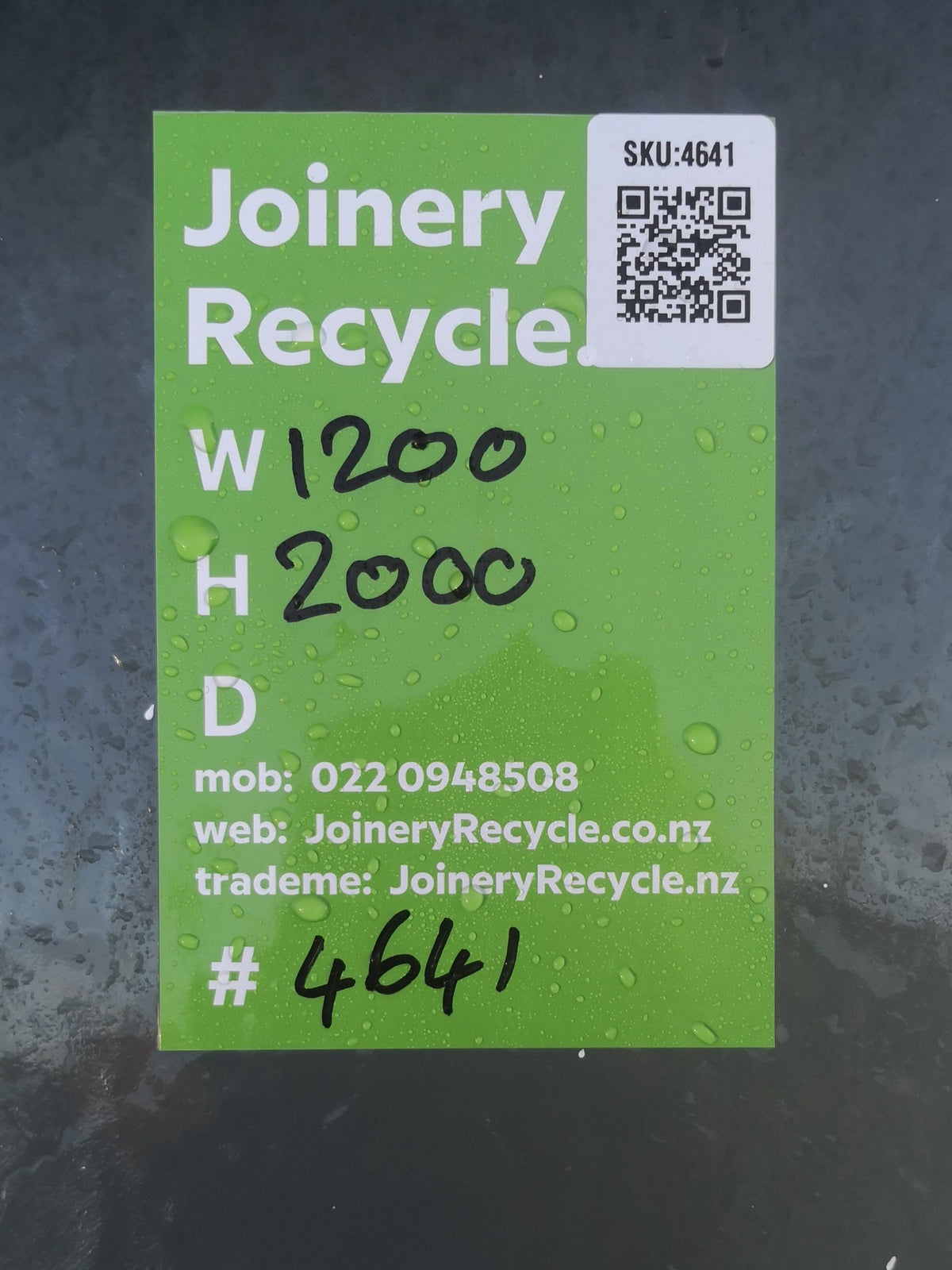 Aluminium Single Door with Side Light White   1200 W x 2000 H  [#4641 SF] Joinery Recycle