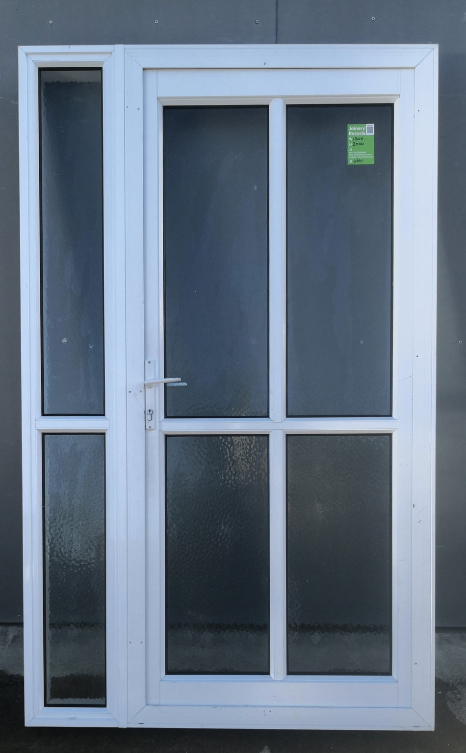 Aluminium Single Door with Side Light White   1200 W x 2000 H  [#4641 SF] Joinery Recycle