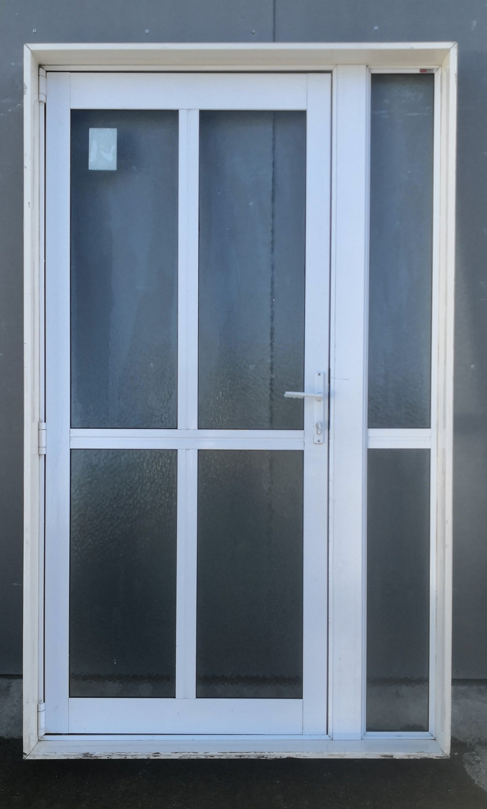 Aluminium Single Door with Side Light White   1200 W x 2000 H  [#4641 SF] Joinery Recycle