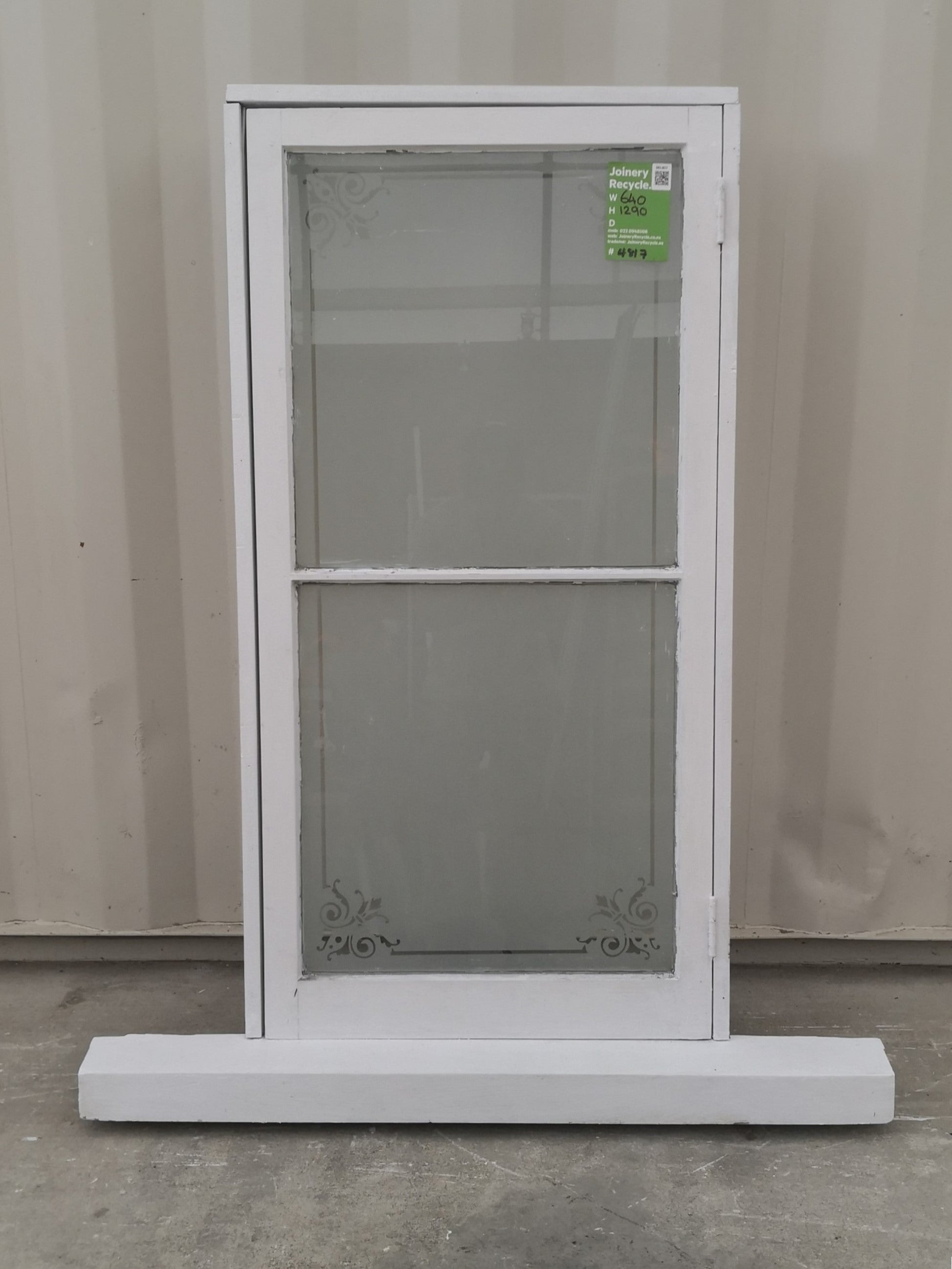 ETCHED GLASS Wooden Window 640 W x  1290 H [#4817 SF]
