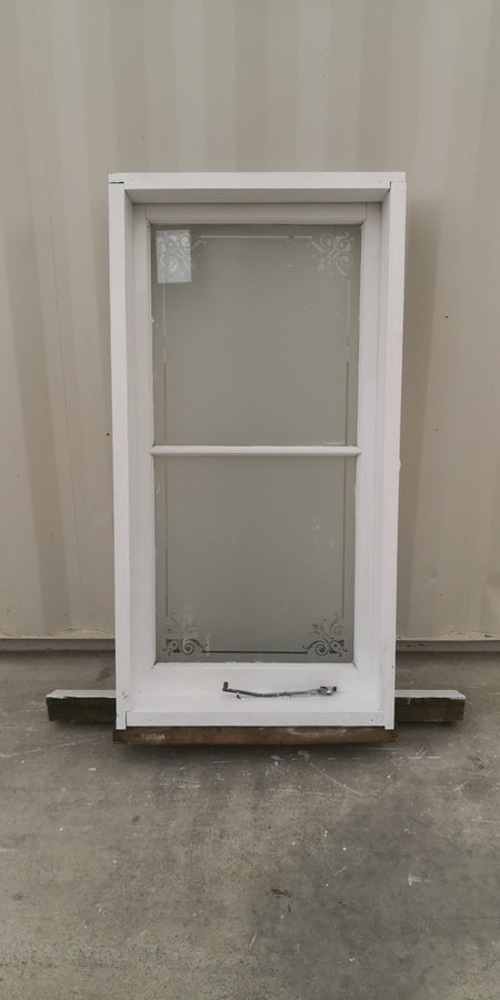 ETCHED GLASS Wooden Window 640 W x  1290 H [#4817 SF] Joinery Recycle