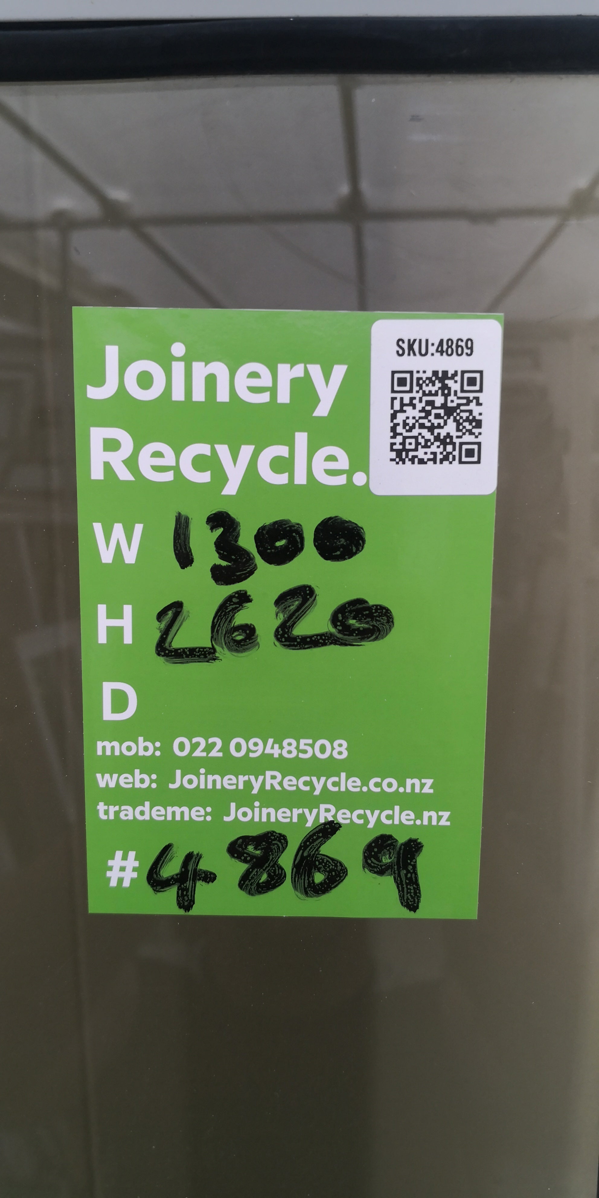 HUGE Aluminium Window White 1300 W  x 2620  H  [#4869 SF] Joinery Recycle