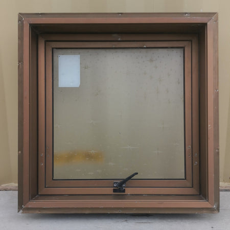 Aluminium Window Bronze  600 W  x 600  H  [#4321MA ] with Star Burst Glass INTERIOR