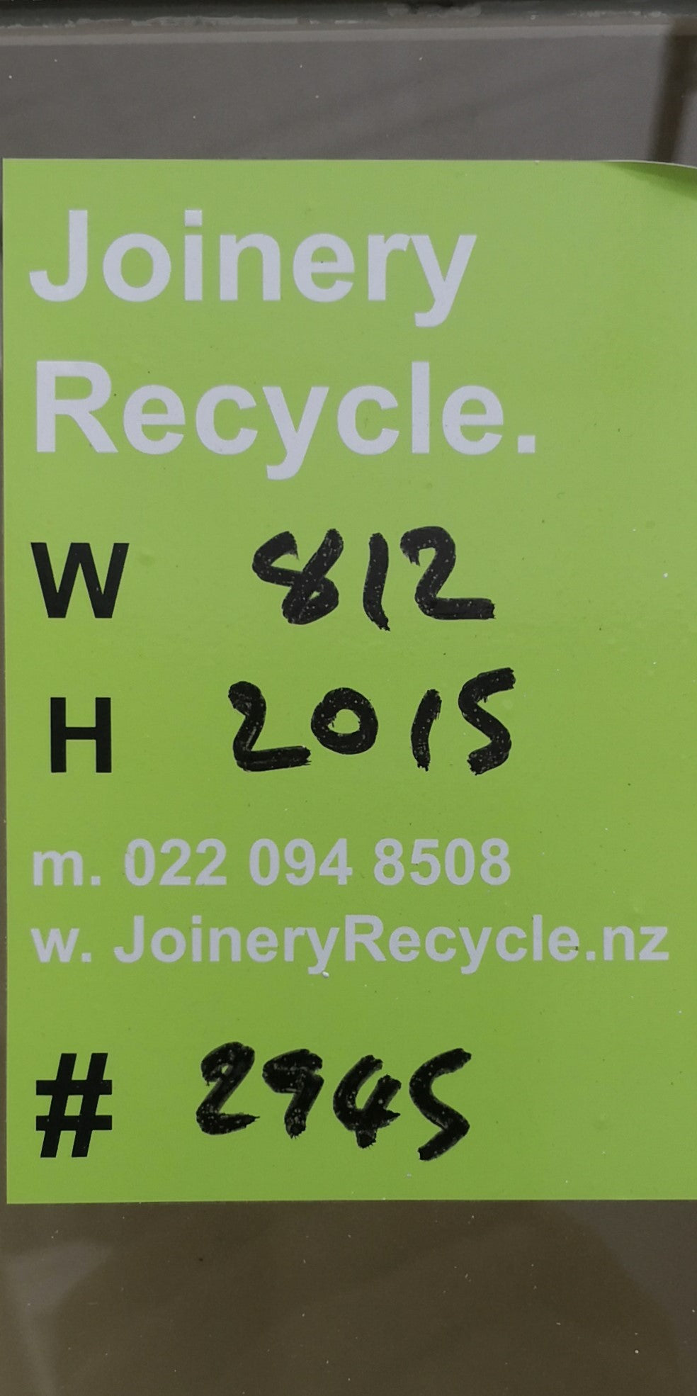 Wood and Glass Single Door 812  W x 2015 H [#2945 SF] Joinery Recycle