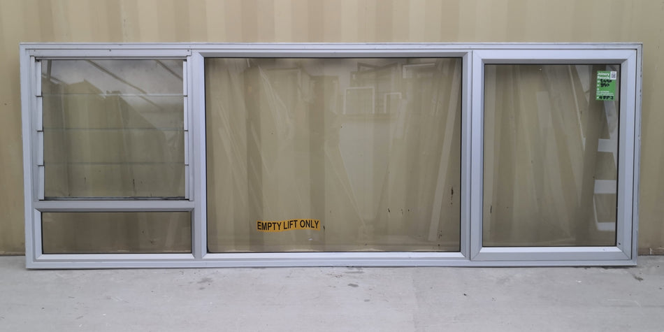 Silver Aluminium Window with Lourvres 2490 W  x 890 H [#4873 SF] Exterior view