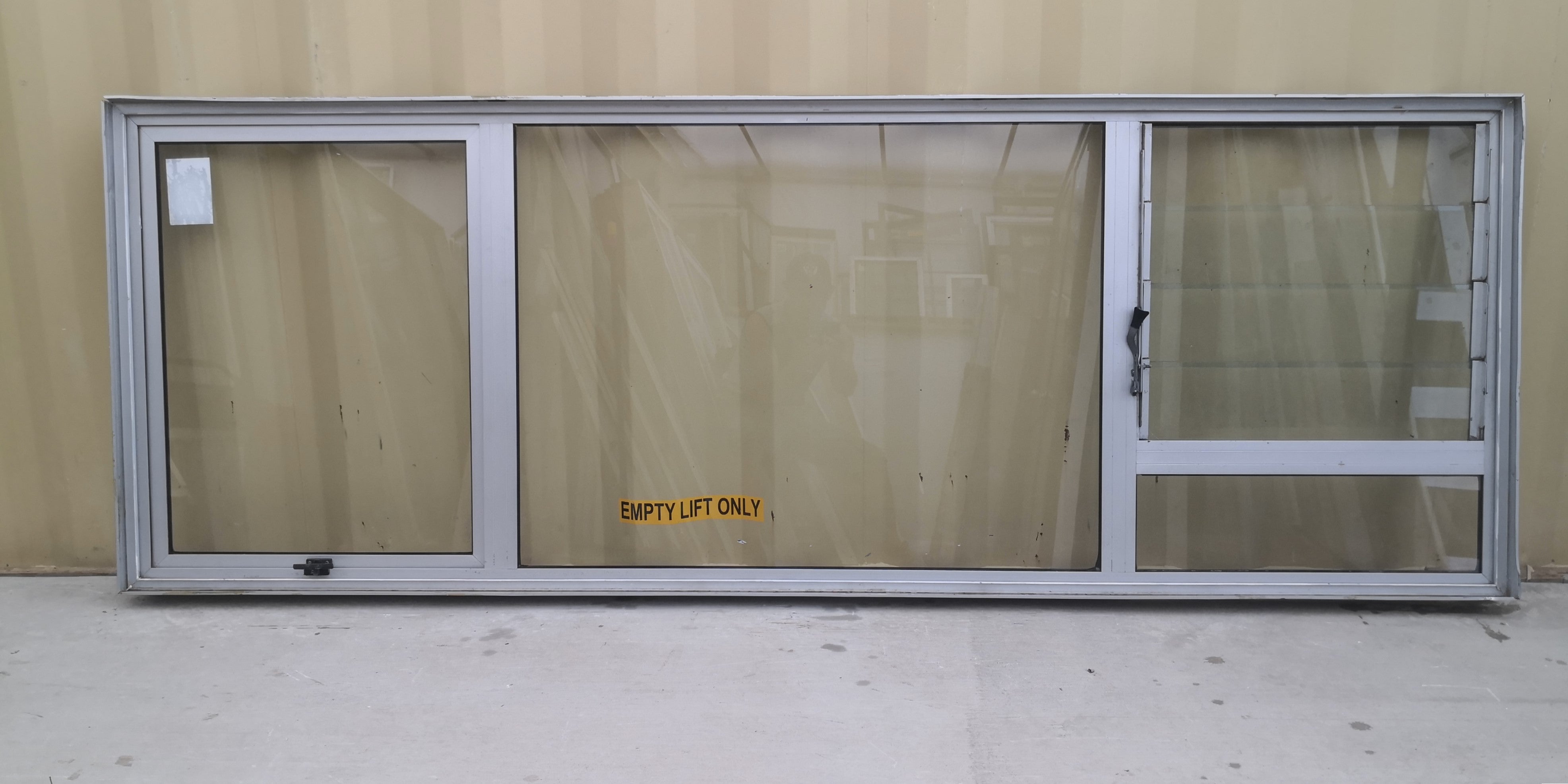 Silver Aluminium Window with Lourvres 2490 W  x 890 H [#4873 SF] Interior View
