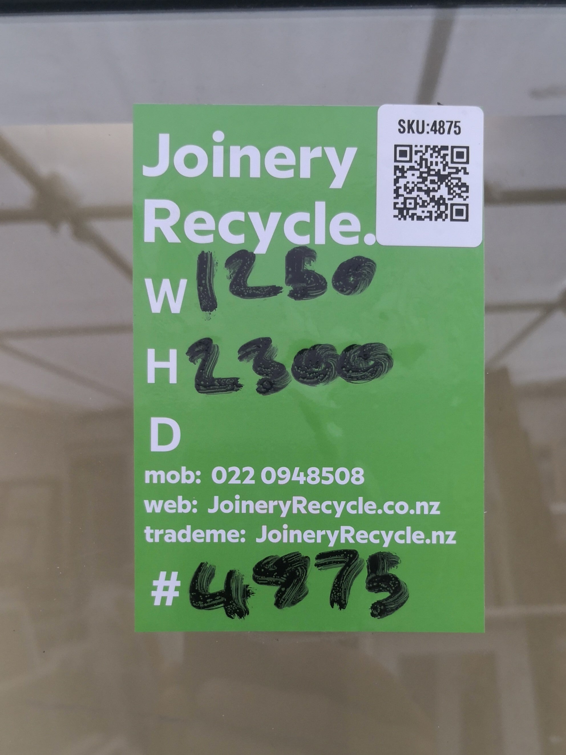 STAIRWELL Aluminium Window White 1250 W  x  2300 H  [#4875 SF] Joinery Recycle