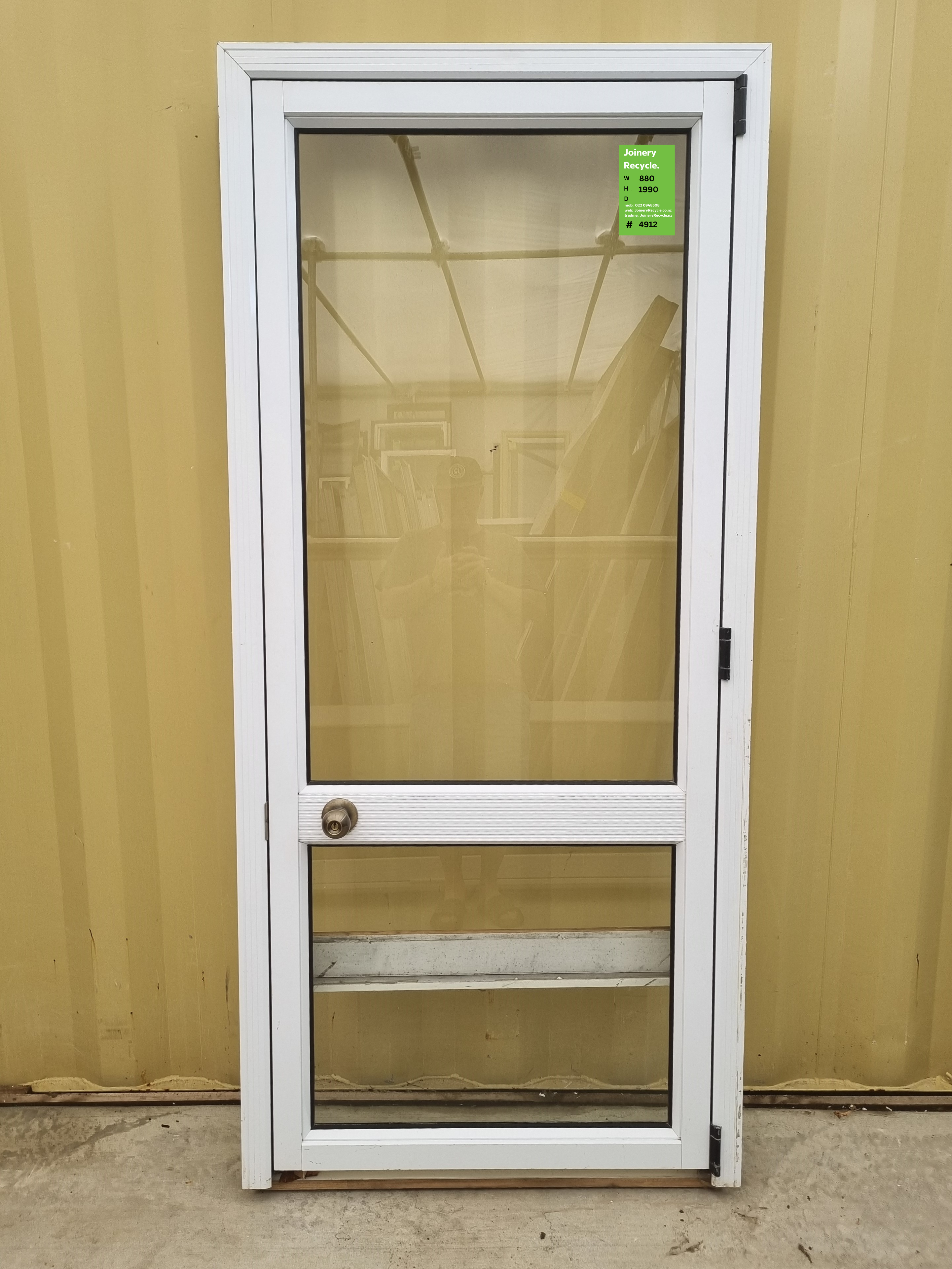 Aluminium & Glass Single Door  880 W x  1990 H  [#4912  SF] Joinery Recycle